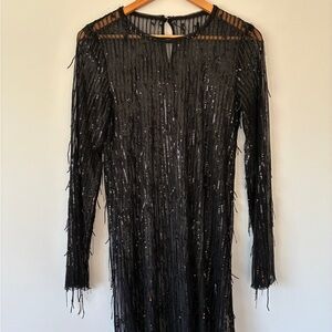 Black Sequin Mesh Mini Dress